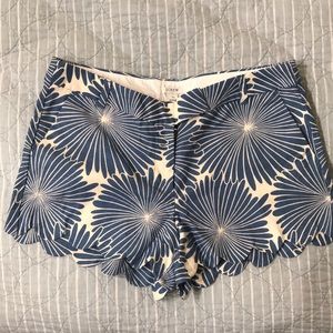 J. Crew scalloped hem linen blend dress shorts